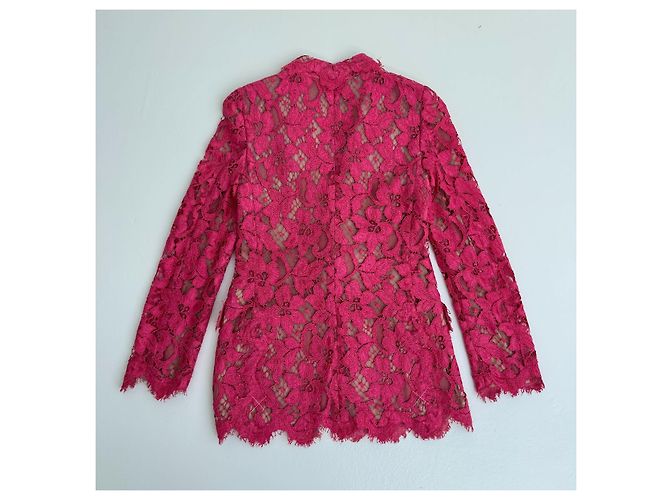 Dolce & Gabbana Blazer aus rosa Spitze mit Blumenmuster Pink - Ansicht 4
