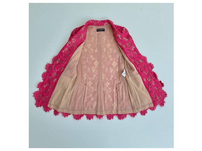 Dolce & Gabbana Blazer aus rosa Spitze mit Blumenmuster Pink - Ansicht 6