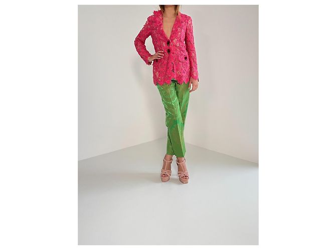 Dolce & Gabbana Blazer aus rosa Spitze mit Blumenmuster Pink - Ansicht 7