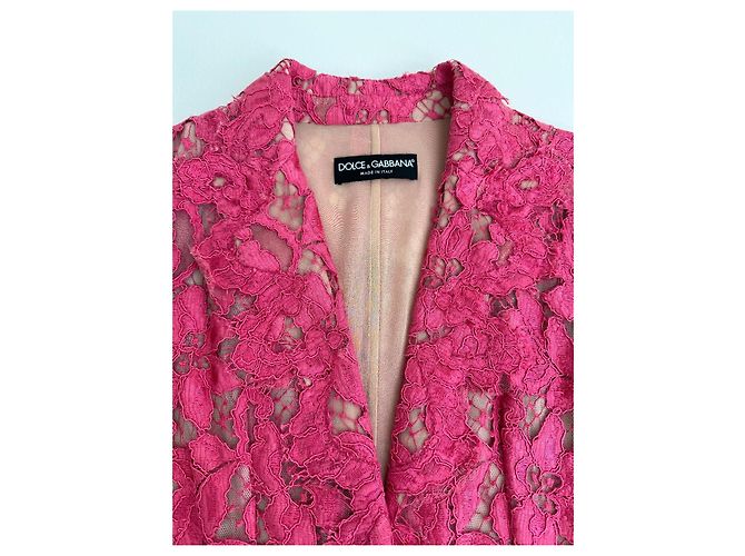 Dolce & Gabbana Blazer aus rosa Spitze mit Blumenmuster Pink - Ansicht 8