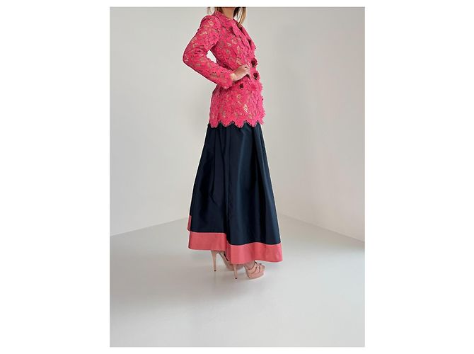 Dolce & Gabbana Blazer aus rosa Spitze mit Blumenmuster Pink - Ansicht 9