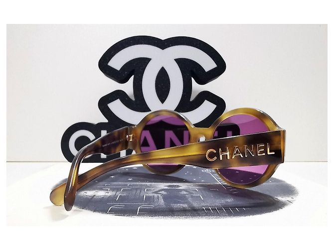 Gafas de sol redondas marrones de carey de Chanel - 5410 c.1662/83 Marrón claro - vista 8