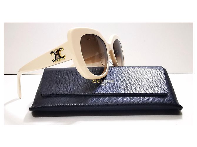 Gafas de sol Céline Triomphe marfil ovaladas - CL40226U 25F Crema - vista 14