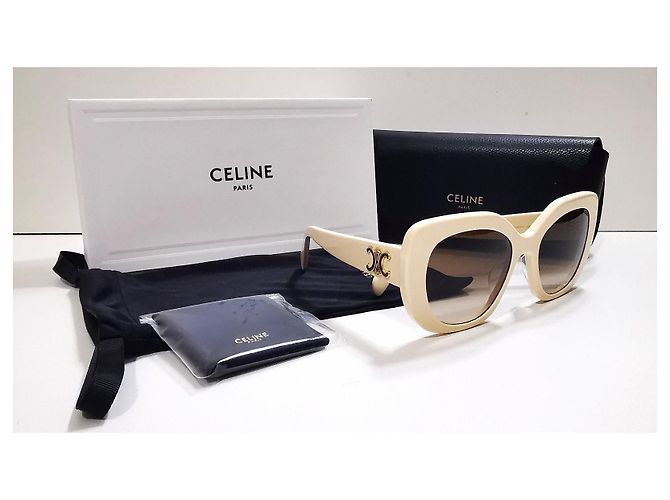 Gafas de sol Céline Triomphe marfil ovaladas - CL40226U 25F Crema - vista 17