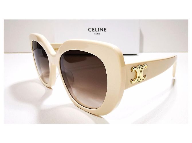 Gafas de sol Céline Triomphe marfil ovaladas - CL40226U 25F Crema - vista 2
