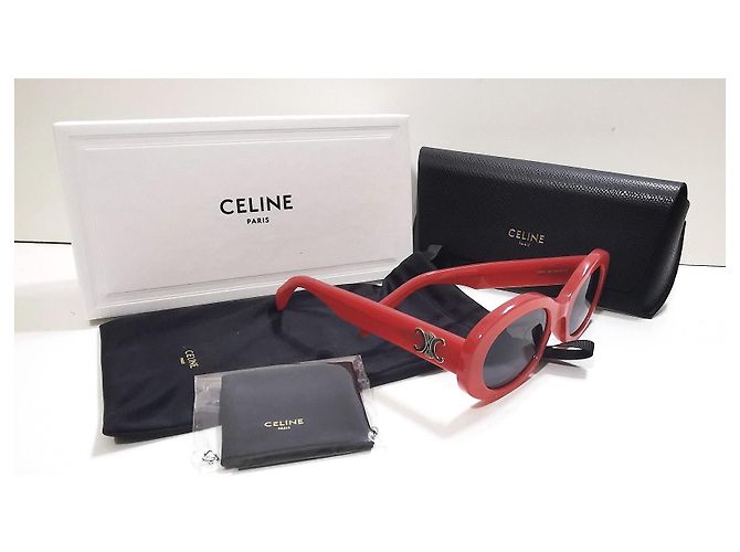 Gafas de sol Céline Triomphe rojo coral ovaladas - CL40194U 66A - vista 17