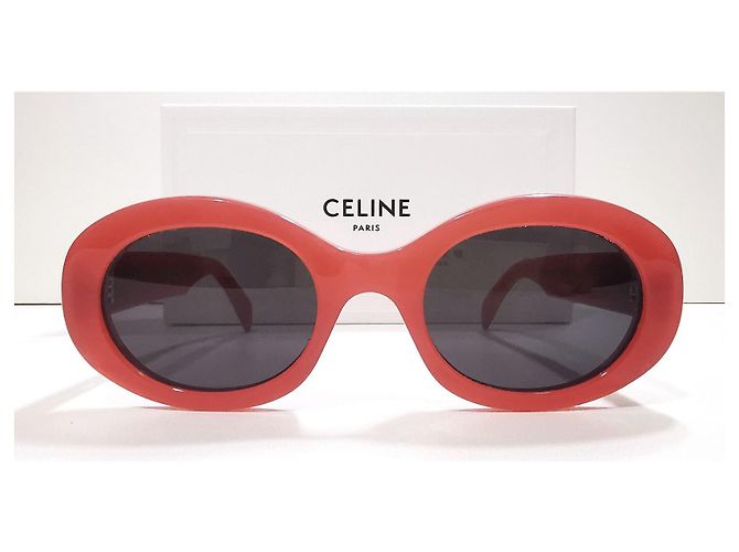 Gafas de sol Céline Triomphe rojo coral ovaladas - CL40194U 66A - vista 3