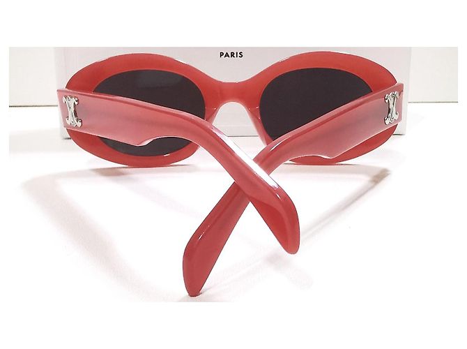 Gafas de sol Céline Triomphe rojo coral ovaladas - CL40194U 66A - vista 6