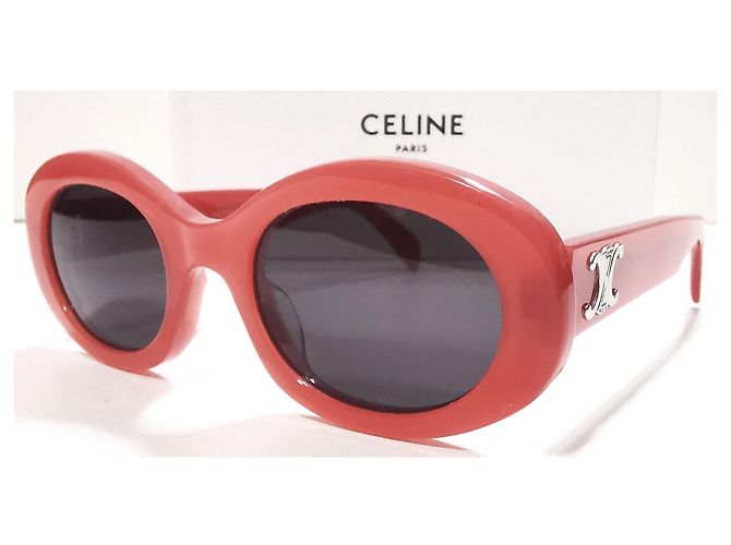 Gafas de sol Céline Triomphe rojo coral ovaladas - CL40194U 66A - vista 8