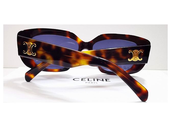 Gafas de sol rectangulares Céline Triomphe marrón carey - CL40216U 53A Castaño - vista 10