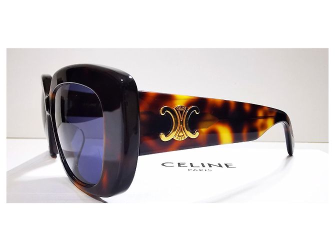 Gafas de sol rectangulares Céline Triomphe marrón carey - CL40216U 53A Castaño - vista 12