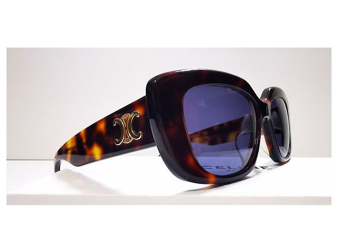 Gafas de sol rectangulares Céline Triomphe marrón carey - CL40216U 53A Castaño - vista 13