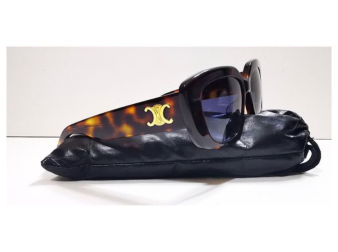 Gafas de sol rectangulares Céline Triomphe marrón carey - CL40216U 53A Castaño - vista 16