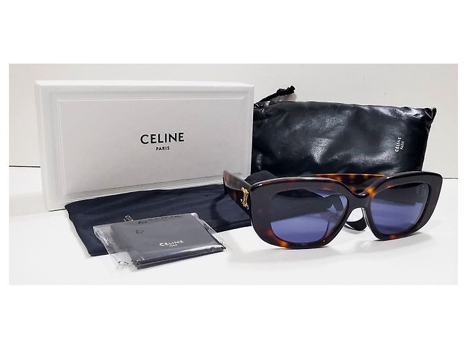 Gafas de sol rectangulares Céline Triomphe marrón carey - CL40216U 53A Castaño - vista 17