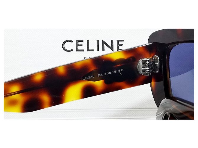 Gafas de sol rectangulares Céline Triomphe marrón carey - CL40216U 53A Castaño - vista 18