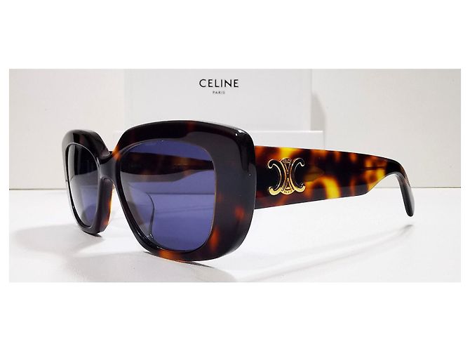 Gafas de sol rectangulares Céline Triomphe marrón carey - CL40216U 53A Castaño - vista 2