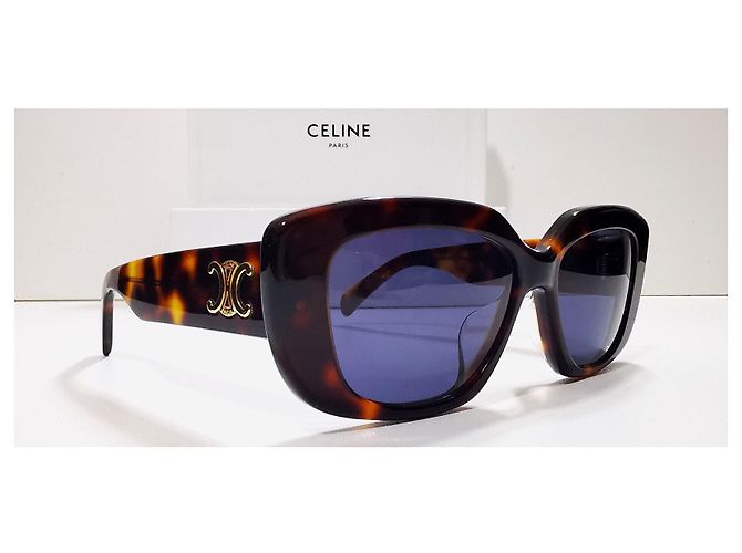Gafas de sol rectangulares Céline Triomphe marrón carey - CL40216U 53A Castaño - vista 4