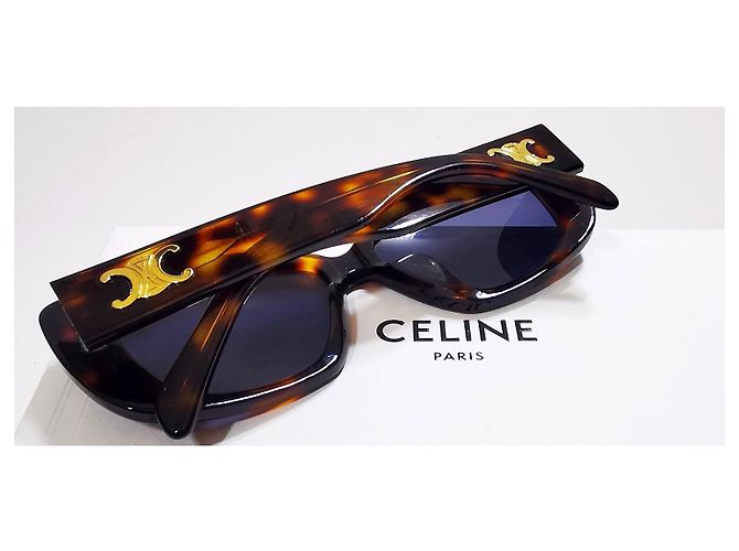Gafas de sol rectangulares Céline Triomphe marrón carey - CL40216U 53A Castaño - vista 9