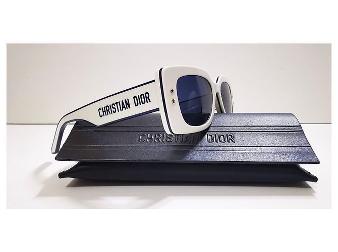 Christian Dior Occhiali da sole rettangolari Dior bianchi e navy - Pacific S1U 95B0 Bianco Blu navy - vista 12