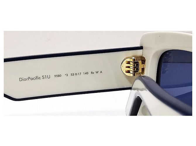 Christian Dior Occhiali da sole rettangolari Dior bianchi e navy - Pacific S1U 95B0 Bianco Blu navy - vista 18