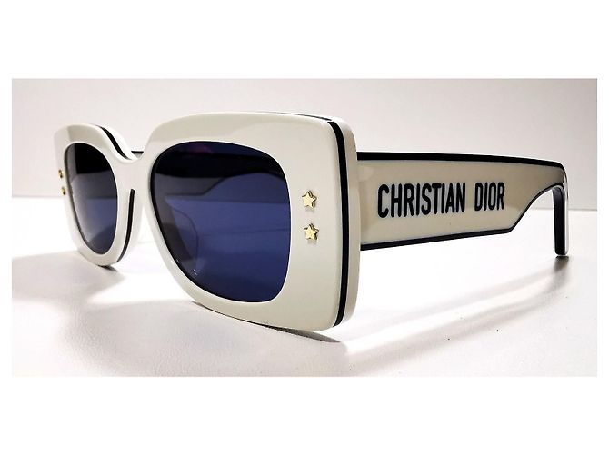 Christian Dior Occhiali da sole rettangolari Dior bianchi e navy - Pacific S1U 95B0 Bianco Blu navy - vista 3