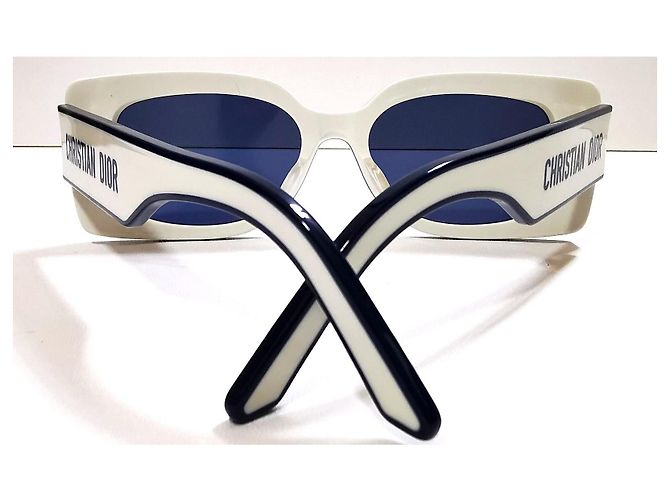 Christian Dior Occhiali da sole rettangolari Dior bianchi e navy - Pacific S1U 95B0 Bianco Blu navy - vista 5