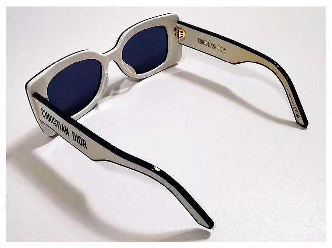 Christian Dior Occhiali da sole rettangolari Dior bianchi e navy - Pacific S1U 95B0 Bianco Blu navy - vista 6