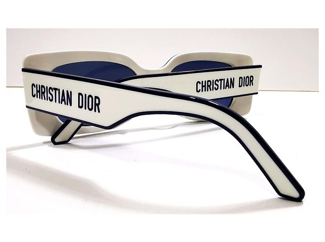 Christian Dior Occhiali da sole rettangolari Dior bianchi e navy - Pacific S1U 95B0 Bianco Blu navy - vista 7