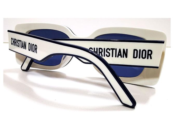Christian Dior Occhiali da sole rettangolari Dior bianchi e navy - Pacific S1U 95B0 Bianco Blu navy - vista 8