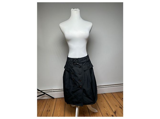 Vintage Burberry Polyester Gürtelrock Schwarz M - Ansicht 13