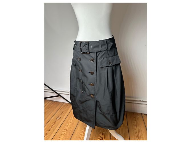 Vintage Burberry Polyester Gürtelrock Schwarz M - Ansicht 14