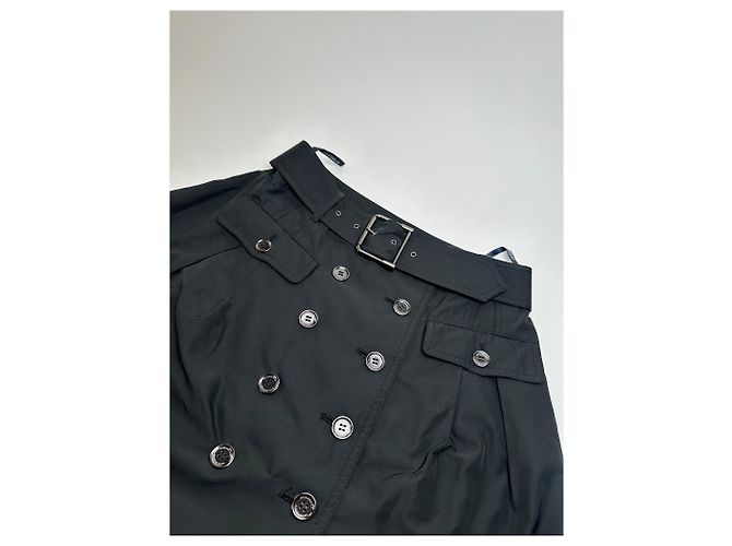 Vintage Burberry Polyester Gürtelrock Schwarz M - Ansicht 5