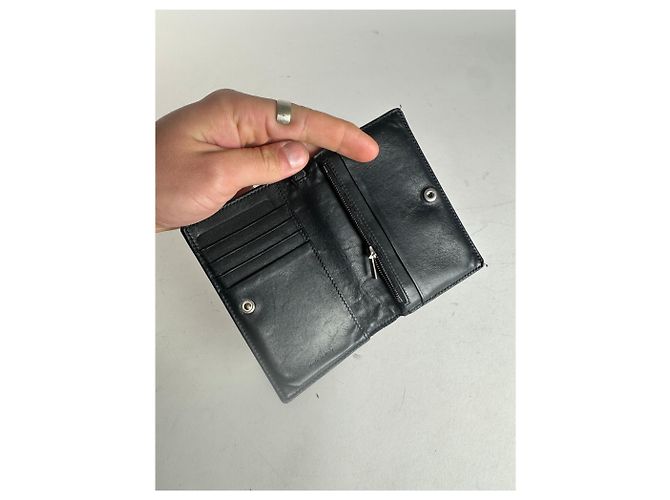 Céline Portafoglio portachiavi in pelle vintage Celine Paris nero e bianco - vista 4