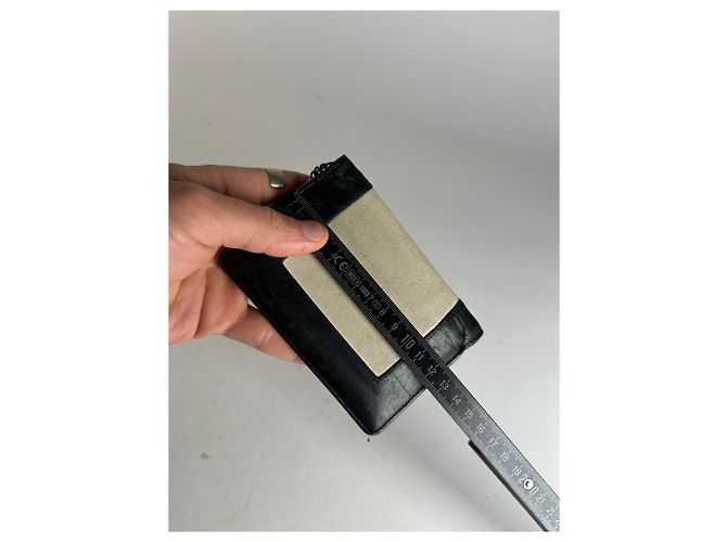 Céline Portafoglio portachiavi in pelle vintage Celine Paris nero e bianco - vista 8