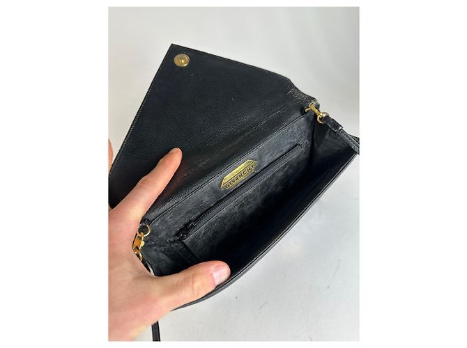 Vintage Givenchy asymmetrische Leder-Schultertasche schwarz - Ansicht 3