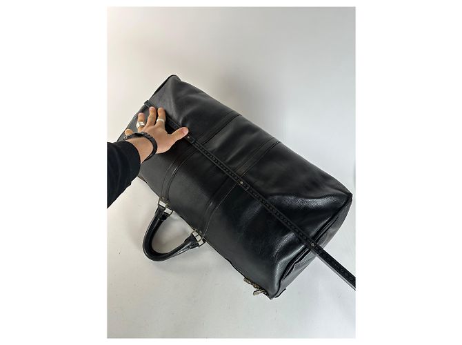 Keepall Vintage Louis Vuitton EPI Pelle 60 Keepball Nero - vista 12