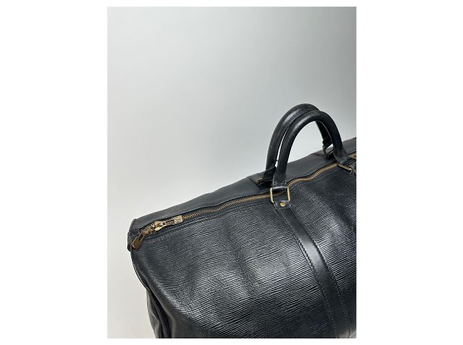 Keepall Vintage Louis Vuitton EPI Pelle 60 Keepball Nero - vista 7