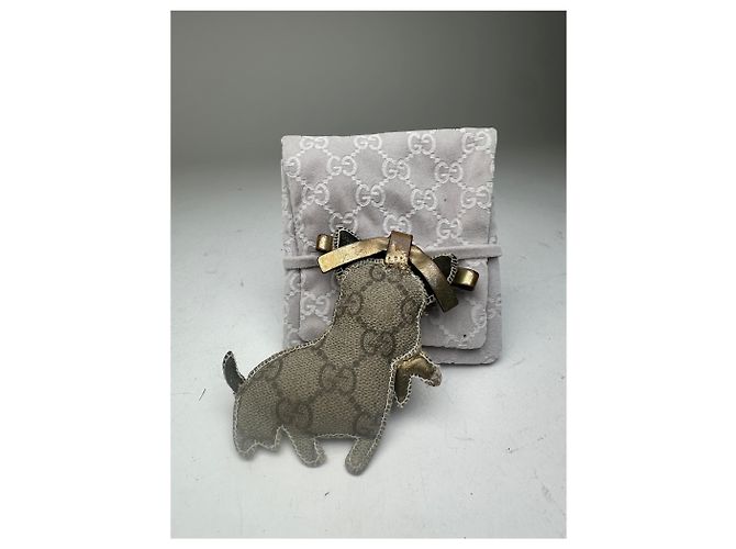Pendente per Cani in Pelle Monogramma Vintage Gucci Grigio - vista 2