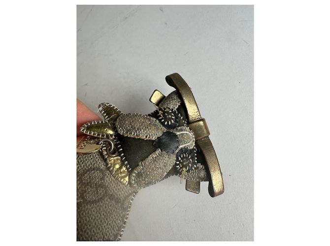 Pendente per Cani in Pelle Monogramma Vintage Gucci Grigio - vista 4