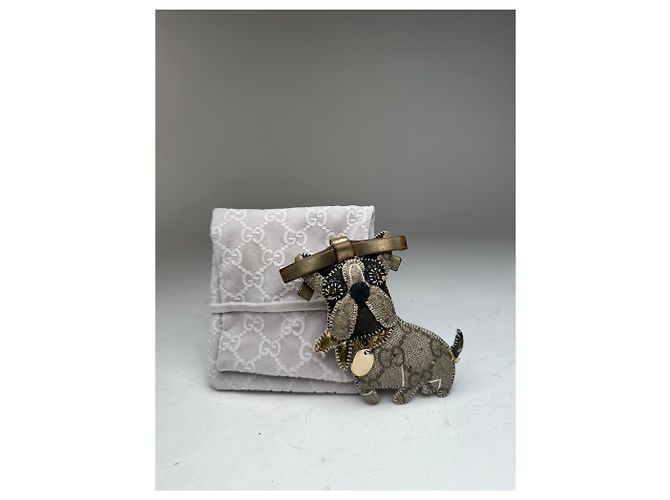 Pendente per Cani in Pelle Monogramma Vintage Gucci Grigio - vista 5