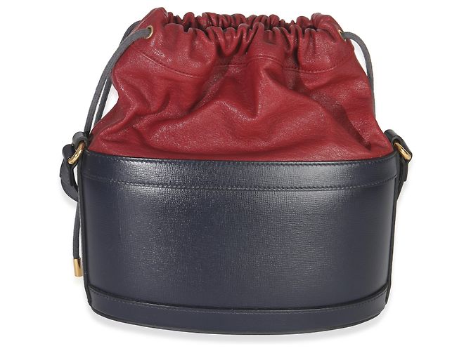 Borsa a secchiello con coulisse in pelle di vitello rossa e blu navy Horsebit 1955 di Gucci Rosso - vista 2