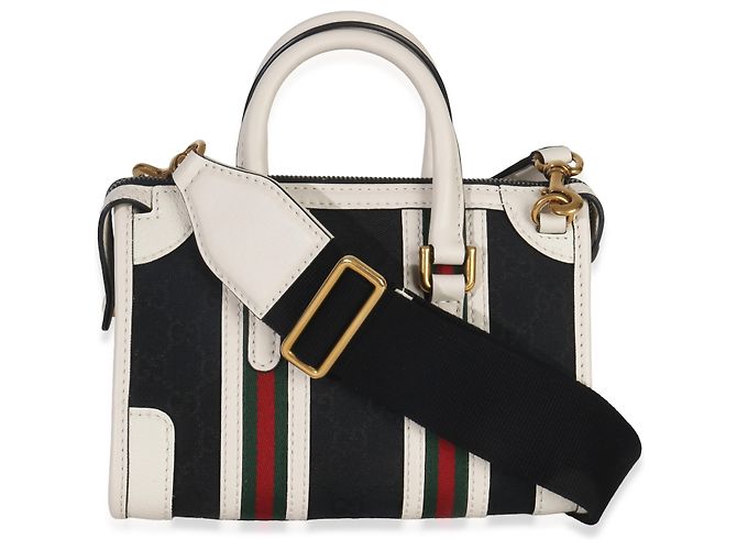 Borsa mini Double G in tela nera e bianca di Gucci Nero Bianco - vista 2