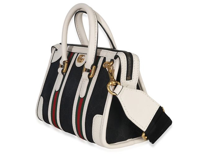 Borsa mini Double G in tela nera e bianca di Gucci Nero Bianco - vista 3