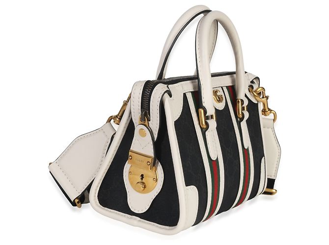 Borsa mini Double G in tela nera e bianca di Gucci Nero Bianco - vista 4