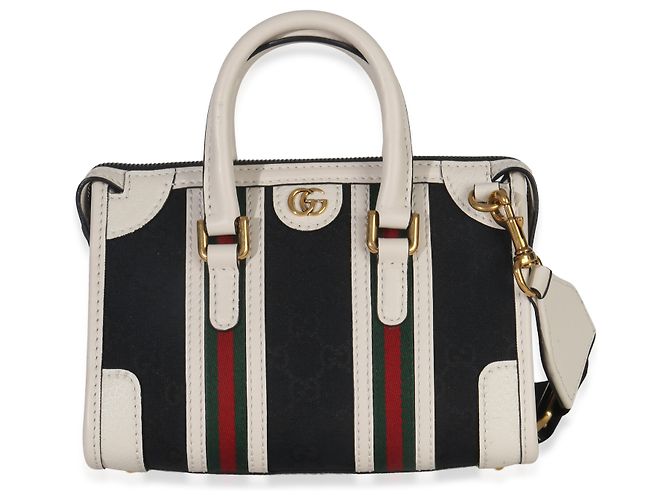 Borsa mini Double G in tela nera e bianca di Gucci Nero Bianco - vista 8