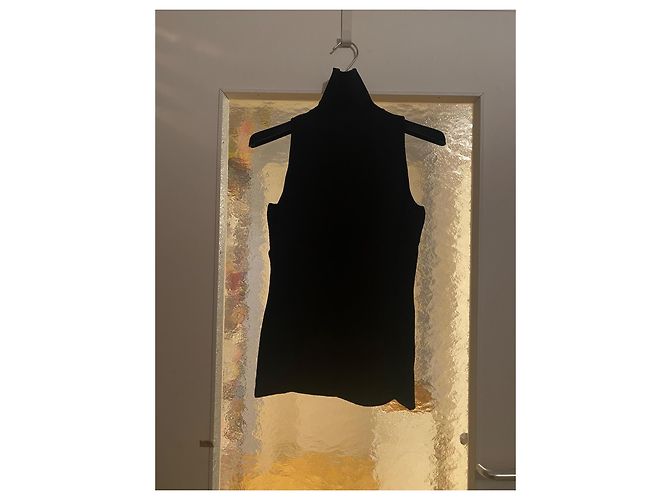 Blusa de gola alta canelada Gucci Preta com Logo Preto - vista 2
