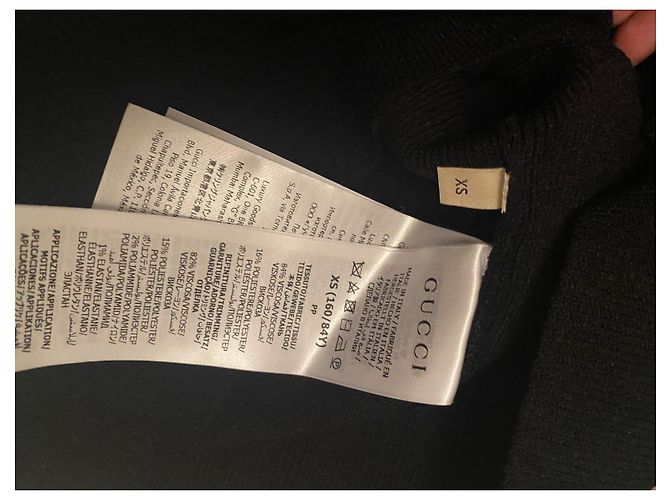 Blusa de gola alta canelada Gucci Preta com Logo Preto - vista 5