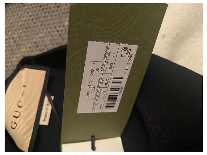 Blusa de gola alta canelada Gucci Preta com Logo Preto - vista 7