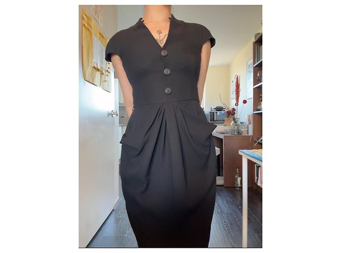 Christian Dior Kleid aus schwarzer Seide - Ansicht 10