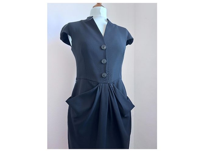 Christian Dior Kleid aus schwarzer Seide - Ansicht 2